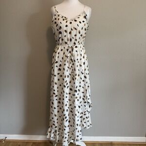 Generation K Leopard Ruffle Maxi Dress W/ Tie Belt Boho Whimsigoth Coastal M